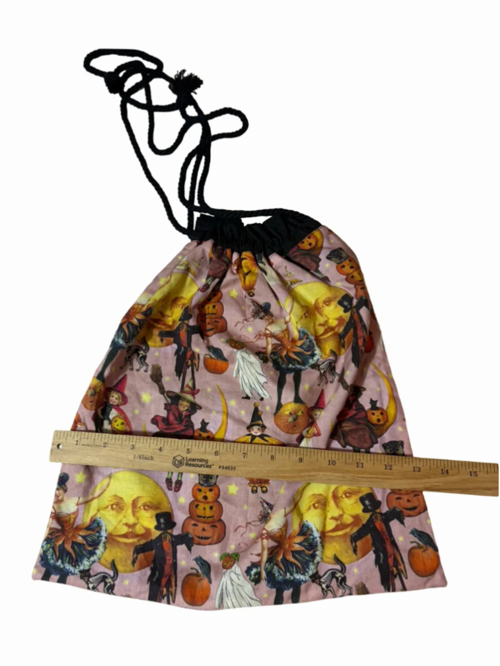 Vintage Style Halloween Pumpkin Witch Drawstring Trick or Treat Bag